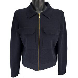 Iris Setlakwe Navy Bomber Jacket with Gold Zip